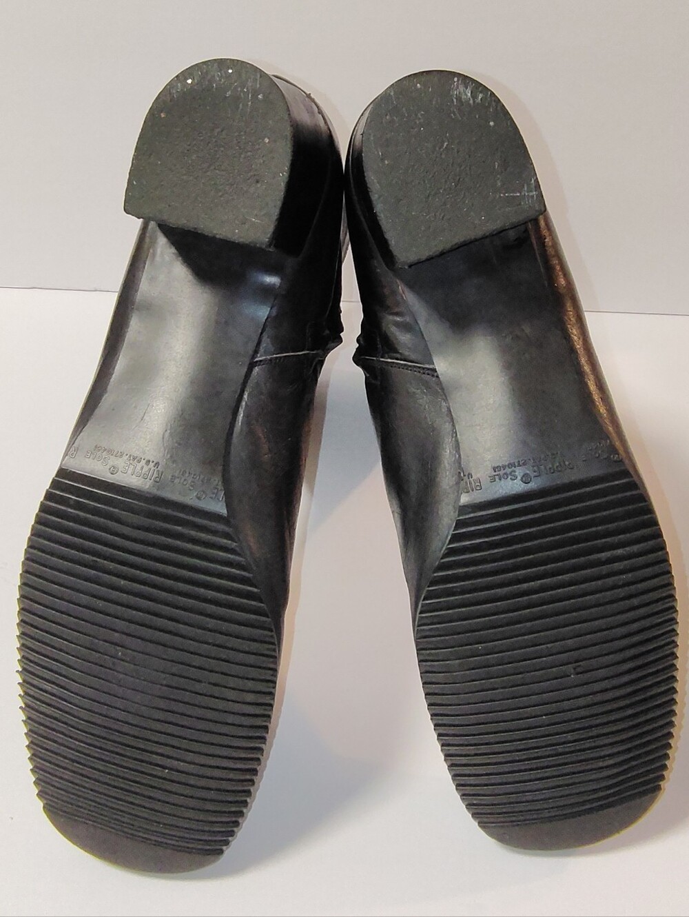 Florsheim Women's Vintage Black Leather Mid Calf Zip Block Heel Boots 70's Look - Picture 7 of 9